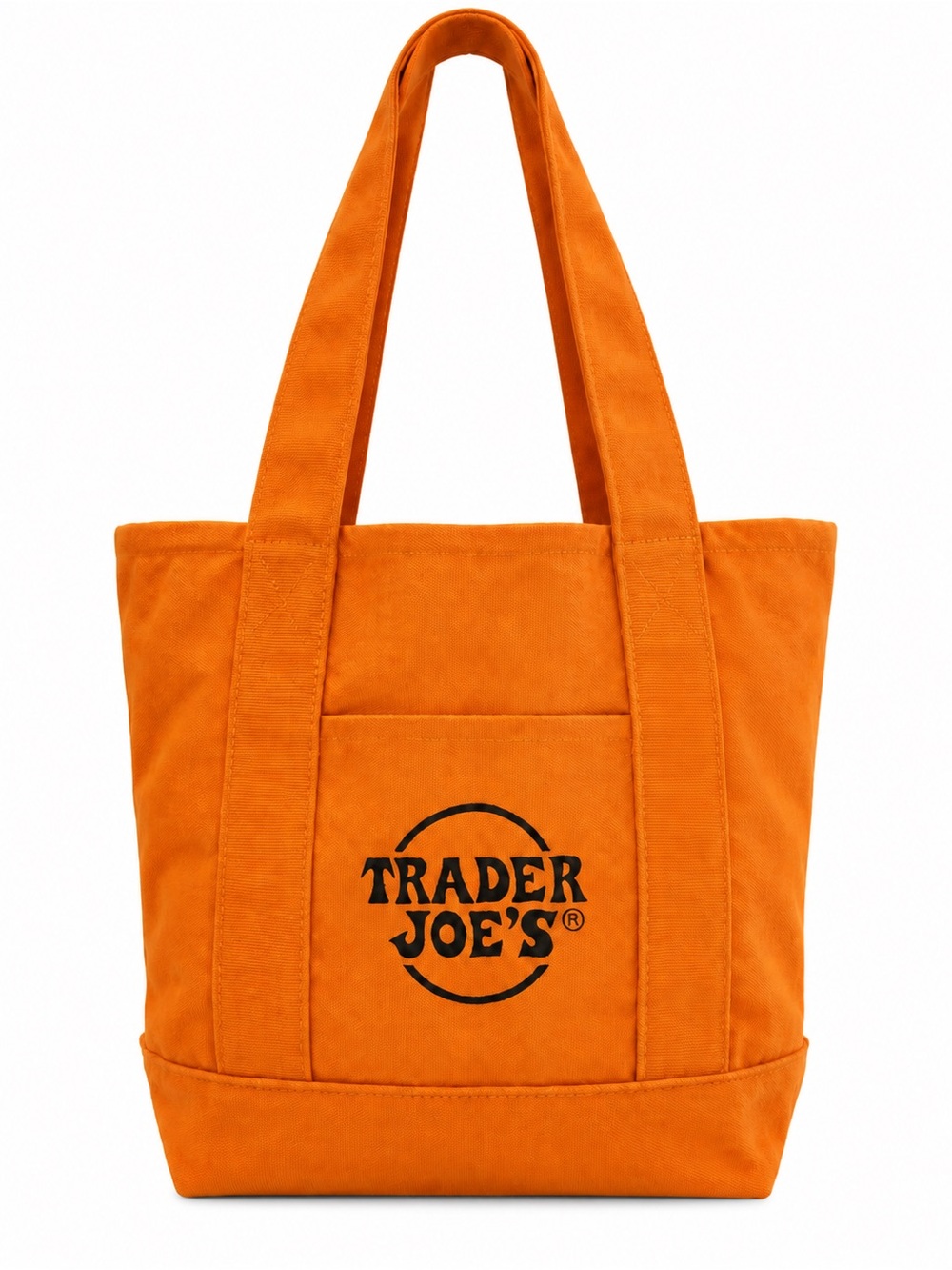 Trader Joes Trick or Treat Mini Canvas Tote Bag Orange with Black Embroidery NWT